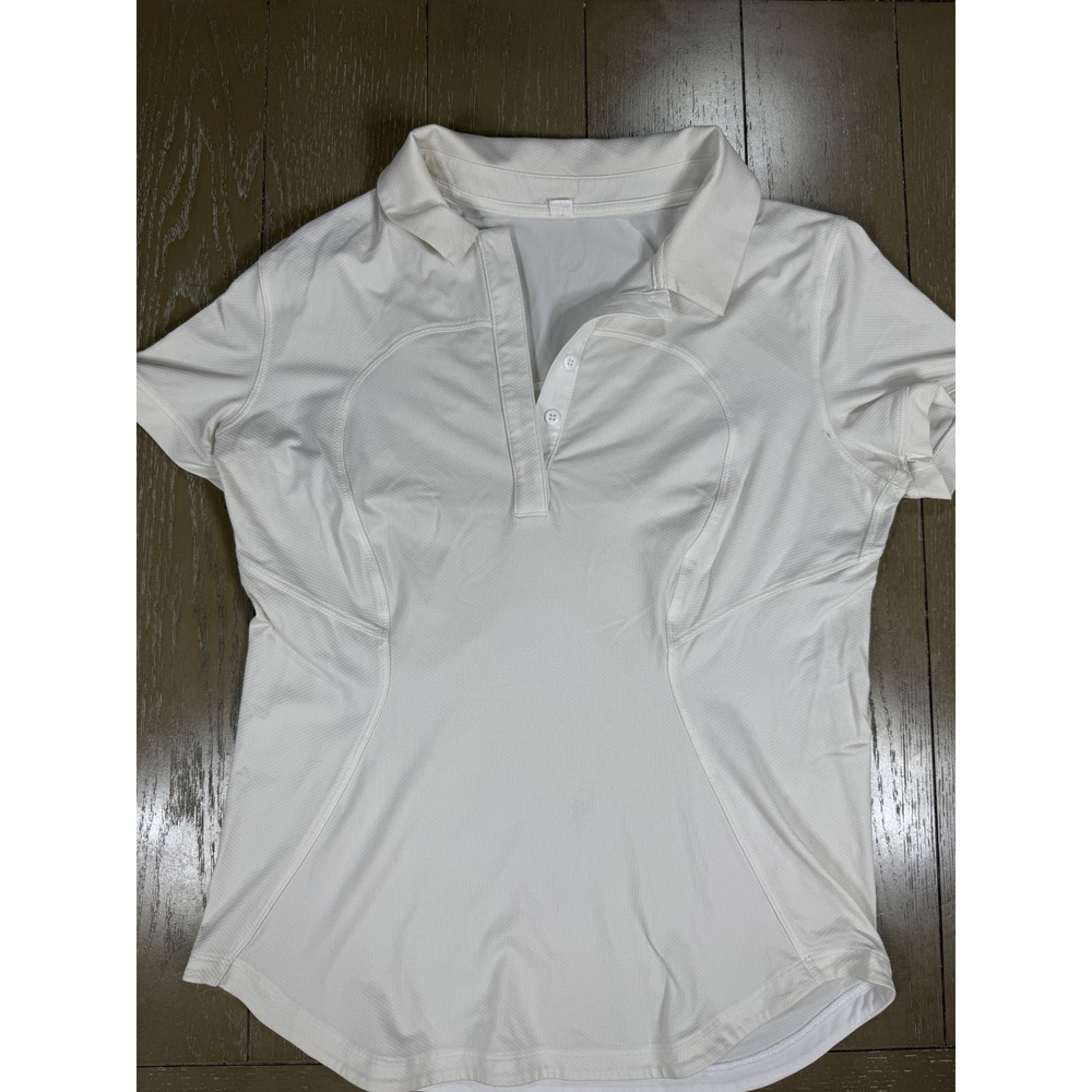 Lululemon Quick-Drying Short Sleeve Polo Shirt White Size 8โ Golf Tennis